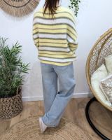 Pull femme rayures grises