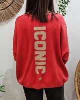 Pull femme col V dos Iconic pailleté