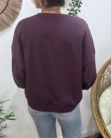 Sweat femme prune broderie DRAMA QUEEN fuchsia