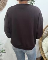 Sweat femme marron broderie DRAMA QUEEN jaune