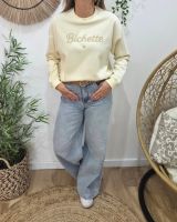 Sweat femme beige broderie Bichette dorée
