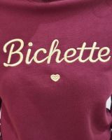 Sweat femme rouge bordeaux broderie Bichette dorée