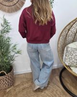 Sweat femme rouge bordeaux broderie Bichette dorée