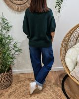 Pull femme col rond manches chauve souris étoile léopard