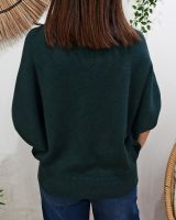 Pull femme col rond manches chauve souris étoile léopard