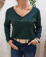 Pull femme J'adore pailleté