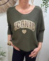 Pull femme oversize col rond Iconic léopard pailleté
