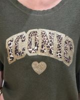 Pull femme oversize col rond Iconic léopard pailleté