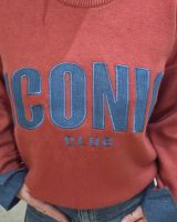 Pull femme terracotta ICONIC club bleu jean