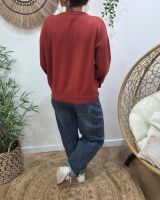 Pull femme terracotta ICONIC club bleu jean