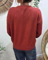 Pull femme terracotta ICONIC club bleu jean