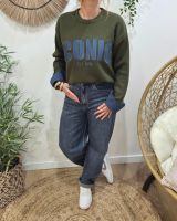 Pull femme kaki ICONIC club bleu jean