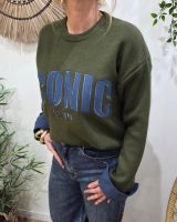 Pull femme kaki ICONIC club bleu jean