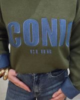 Pull femme kaki ICONIC club bleu jean