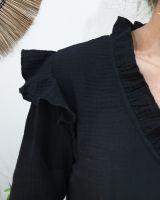 Robe chemise noire à volants