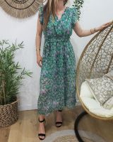 Robe longue Déborah vert et parme