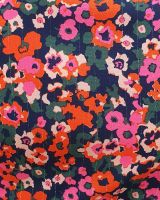 Robe longue femme marine fleurs roses orangées Florentina