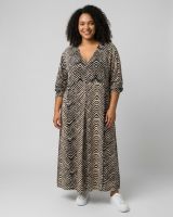Robe longue femme oversize noire et beige zébrée