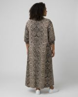 Robe longue femme oversize noire et beige zébrée