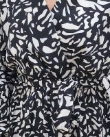 Robe femme noire taches écrues liseré doré Valentina