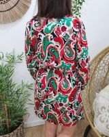 Robe femme blanche motifs fuchsia verts Gloria