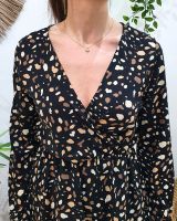 Robe femme noire et camel Lucile