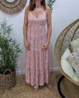 Robe longue femme dos ouvert noué imprimé cachemire Édenia