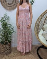 Robe longue femme dos ouvert noué imprimé cachemire Édenia