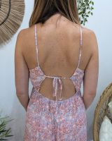 Robe longue femme dos ouvert noué imprimé cachemire Édenia