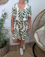 Robe femme droite écrue et verte Ismérie