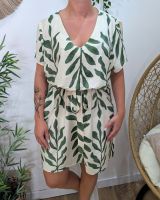 Robe femme droite écrue et verte Ismérie