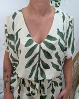Robe femme droite écrue et verte Ismérie