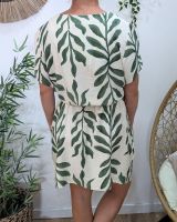 Robe femme droite écrue et verte Ismérie
