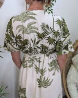 Robe longue femme beige motifs tropicaux kaki