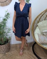 Robe femme marine petits motifs dorés Naïa