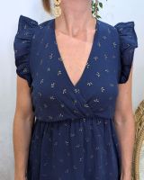 Robe femme marine petits motifs dorés Naïa