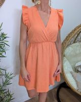 Robe courte femme orange petits motifs dorés coton Naïa