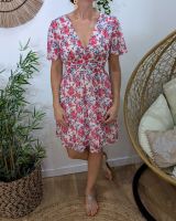 Robe femme blanche fleurs fuchsia bleu mauves Eïra