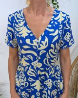 Robe femme évasée bleu roi et écrue Sérénaé