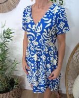 Robe femme évasée bleu roi et écrue Sérénaé