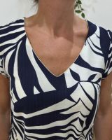 Robe femme droite marine et écrue Astrid