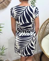 Robe femme droite marine et écrue Astrid