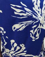 Robe femme droite bleue roi fleurs écrues Augustine