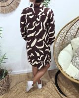 Robe chemise femme droite marron et beige Axellea
