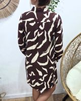 Robe chemise femme droite marron et beige Axellea