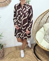 Robe chemise femme droite marron et beige Axellea