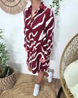Robe chemise femme droite bordeaux et beige Axellea