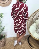 Robe chemise femme droite bordeaux et beige Axellea