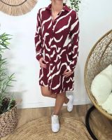 Robe chemise femme droite bordeaux et beige Axellea