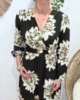 Robe femme kaki fleurs écrues Ophéa